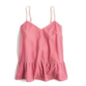 J Crew Pink Velvet Peplum Cami